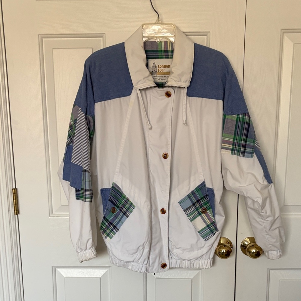 London Fog Plaid Jacket with Blue and Green